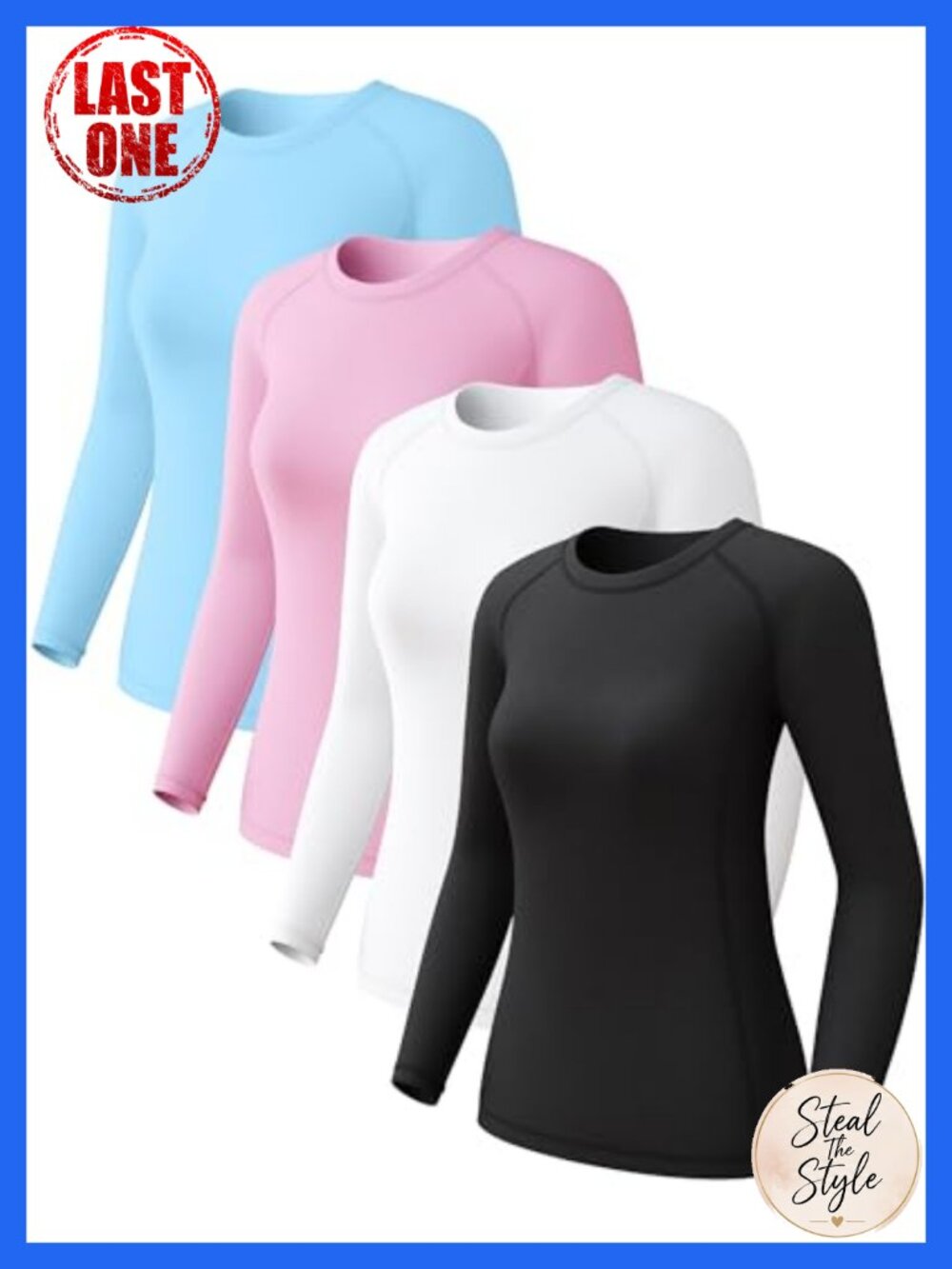 Womens Long Sleeve Compression Shirt UPF 50+ Sun Protection Workout Top